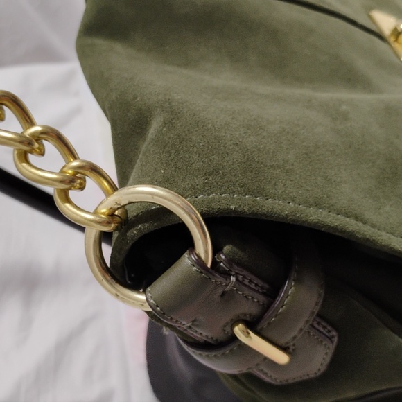 FIRM PRICE! RARE! Coach Olive Green Suede Collection Shoulder Bag/Dust Bag - Picture 15 of 16